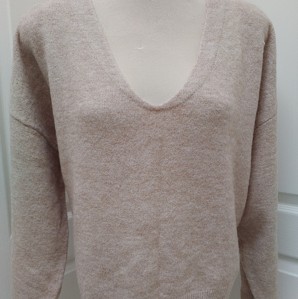 Beige Oversized Cropped Sweater